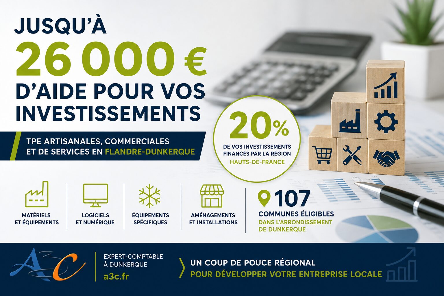 TPE en Flandre-Dunkerque : jusqu’à 26 000 € d’aide pour financer vos investissements