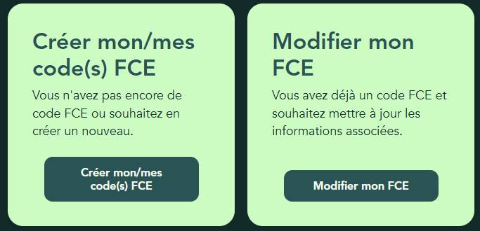 Accéder au portail du code Entreprise FCE SNCF Portail SNCF Voyageurs permettant de créer ou modifier un code Entreprise FCE